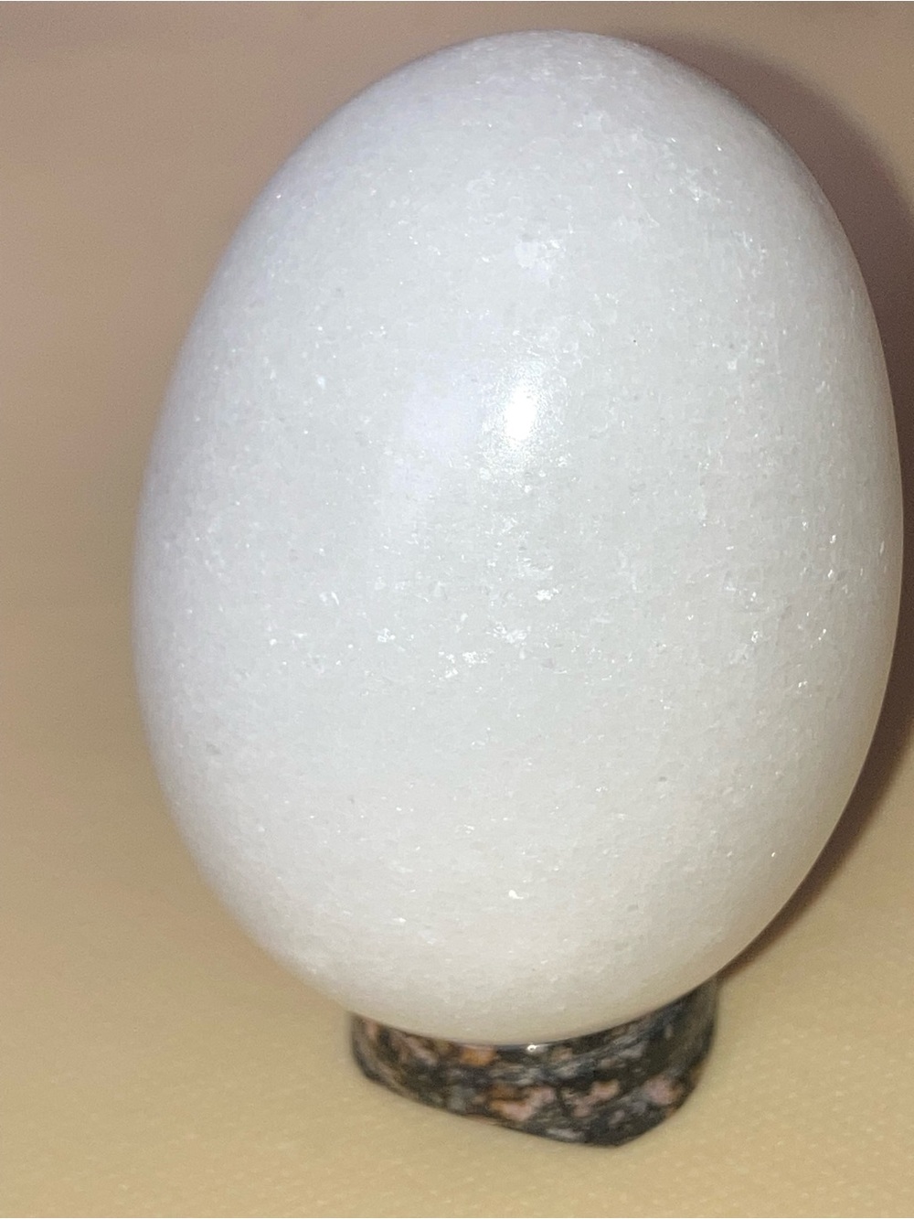 White Jade Decorative Stone Egg Sculpture - Home Art Accent - Picture 3 of 7